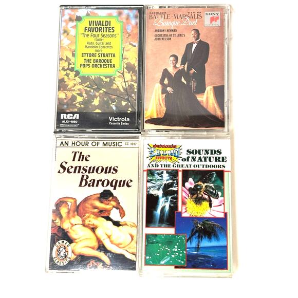 Lot of 4 Cassette Tapes Classical Music Baroque Vivaldi Nature Sounds - Picture 1 of 2